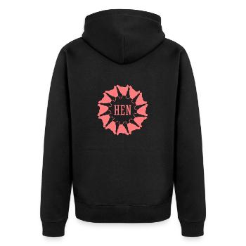 Junggesellinnenabschied Kranz - PINK - Unisex Premium Bio Zip Hoodie - Schwarz - Hinten - Nico (187cm)