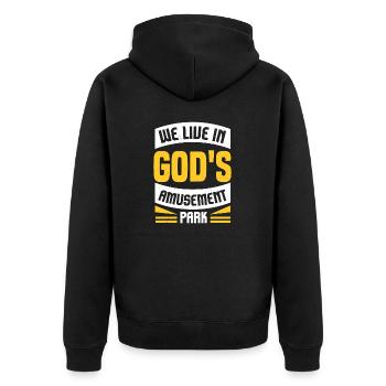 NOUS VIVONS DANS LE PARC D’ATTRACTIONS DE DIEU - Veste à capuche bio Premium Unisexe - noir - Dos - Nico (187cm)