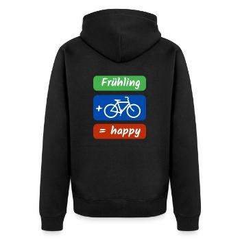 Frühling Fahrrad happy - Unisex Premium Bio Zip Hoodie - Schwarz - Hinten - Nico (187cm)