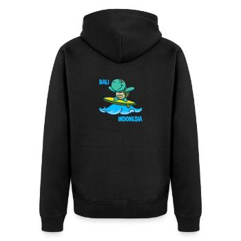 Turtle Surfer Surfboard Sunglasses Kawaii - Unisex Premium Organic Zip Hoodie - black - Back - Nico (187cm)