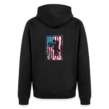 Dirt Bike USA Flag Vintage Motocross America - Unisex Premium Organic Zip Hoodie - black - Back - Nico (187cm)