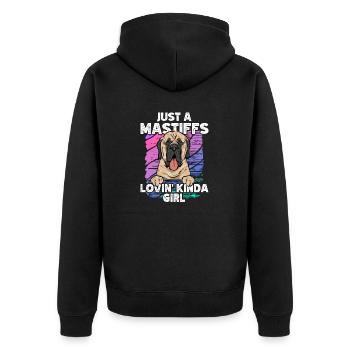 Mastiff Hund Old English Mastiff - Unisex Premium Bio Zip Hoodie - Schwarz - Hinten - Nico (187cm)