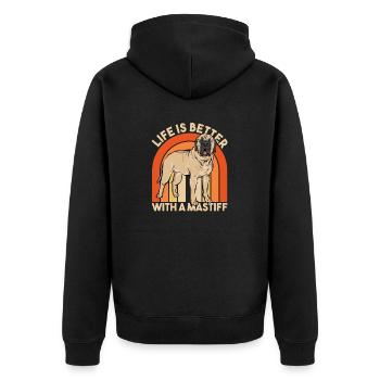Mastiff Dog Old English Mastiff - Unisex Premium Organic Zip Hoodie - black - Back - Nico (187cm)