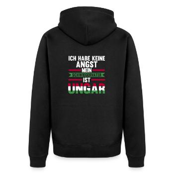 Ich habe keine Angst mein Schwiegervater ist Ungar - Unisex Premium Bio Zip Hoodie - Schwarz - Hinten - Nico (187cm)