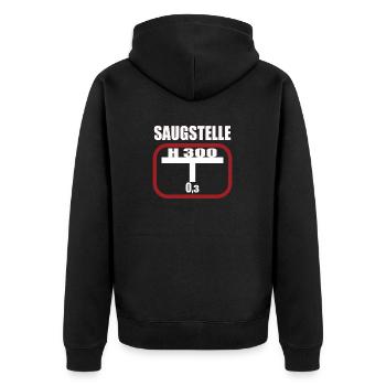 Lustiges Feuerwehr Hydrant - Unisex Premium Bio Zip Hoodie - Schwarz - Hinten - Nico (187cm)