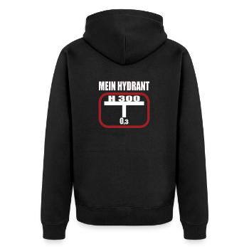 Lustiges Feuerwehr Hydrant - Unisex Premium Bio Zip Hoodie - Schwarz - Hinten - Nico (187cm)