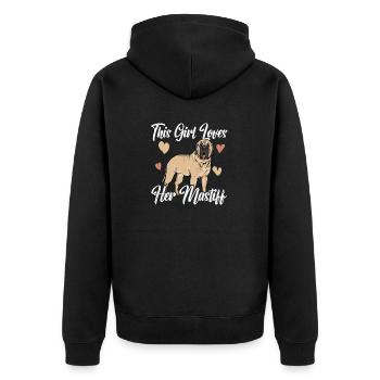 Mastiff Dog Old English Mastiff - Unisex Premium Organic Zip Hoodie - black - Back - Nico (187cm)