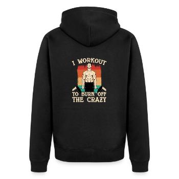 Gewichtheben Fitness Workout Fitnessstudio - Unisex Premium Bio Zip Hoodie - Schwarz - Hinten - Nico (187cm)