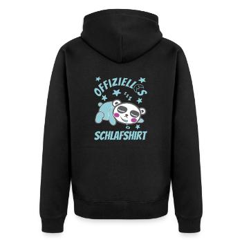 Offizielles Schlafshirt Panda - Unisex Premium Bio Zip Hoodie - Schwarz - Hinten - Nico (187cm)
