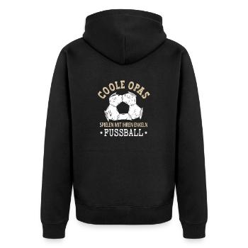 Opa Enkel Fußball - Unisex Premium Bio Zip Hoodie - Schwarz - Hinten - Nico (187cm)