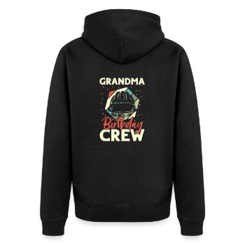 Oma Der Geburtstagsmannschaft - Geburtstagsbau - Unisex Premium Bio Zip Hoodie - Schwarz - Hinten - Nico (187cm)
