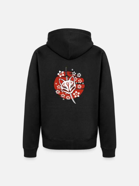 Japan Anime Mask Kitsune - Unisex Premium Organic Zip Hoodie - black