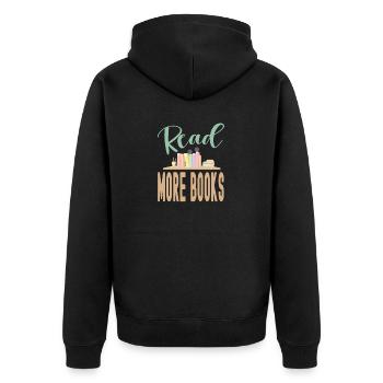 Lire plus de livres - Veste à capuche bio Premium Unisexe - noir - Dos - Nico (187cm)
