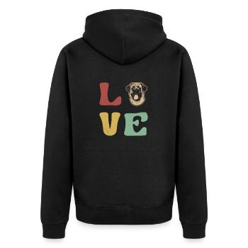Mastiff Hund Old English Mastiff - Unisex Premium Bio Zip Hoodie - Schwarz - Hinten - Nico (187cm)