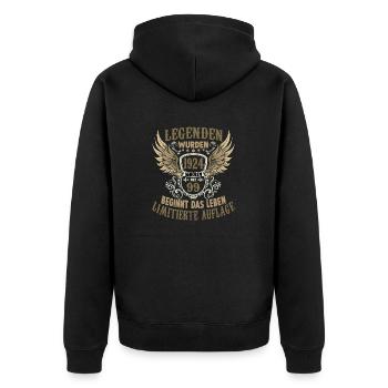 Legenden wurden Jahrgang 1924 geboren 99 Geburtsta - Unisex Premium Bio Zip Hoodie - Schwarz - Hinten - Nico (187cm)