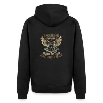 Geschenk zum 97. Geburtstag 1926 Legende Herren - Unisex Premium Bio Zip Hoodie - Schwarz - Hinten - Nico (187cm)