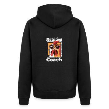 Gamefowl Nutrition Coach Soy Gallero - Unisex Premium Bio Zip Hoodie - Schwarz - Hinten - Nico (187cm)