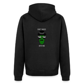 Gangster Mafia cucumber with sunglasses Don't mess - Unisex Premium Organic Zip Hoodie - black - Back - Nico (187cm)