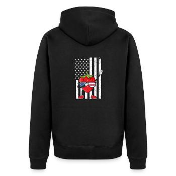 Lustige Erdbeere Cool Dabbing patriotischen Sommer - Unisex Premium Bio Zip Hoodie - Schwarz - Hinten - Nico (187cm)