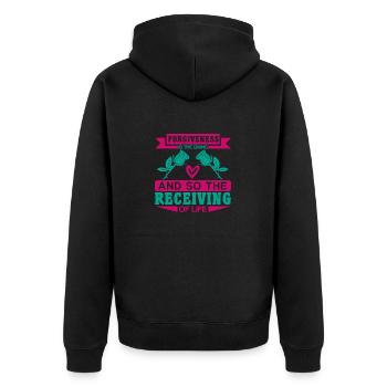 FORGIVENESS AND SO THE FECEIVING OF LIFE - Unisex Premium Organic Zip Hoodie - black - Back - Nico (187cm)