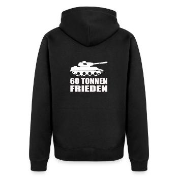Lustiges Panzerfahrer Leopard Panzer - Unisex Premium Bio Zip Hoodie - Schwarz - Hinten - Nico (187cm)
