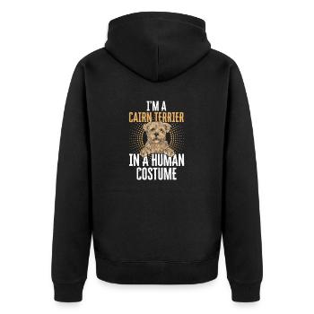 Cairn Terrier Hund - Unisex Premium Bio Zip Hoodie - Schwarz - Hinten - Nico (187cm)