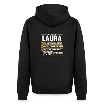 Laura - Unisex Premium Bio Zip Hoodie - Schwarz - Hinten - Nico (187cm)