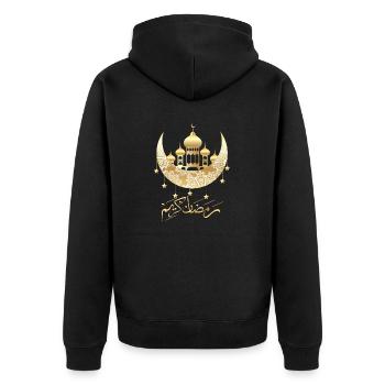 Ramadan Karim 1 - Unisex Premium Organic Zip Hoodie - black - Back - Nico (187cm)