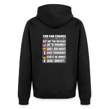 Speichern Sie Die Planetenumgebung - Unisex Premium Bio Zip Hoodie - Schwarz - Hinten - Nico (187cm)