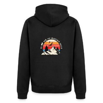 Mein Hund und der Berg Ruft für Bergsteiger - Unisex Premium Bio Zip Hoodie - Schwarz - Hinten - Nico (187cm)