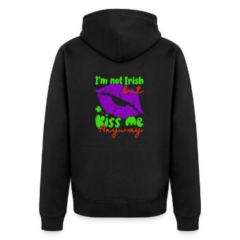 Je ne suis pas irlandais, mais embrassez-moi quand même. - Veste à capuche bio Premium Unisexe - noir - Dos - Nico (187cm)