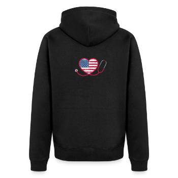 Krankenschwester für den Strafvollzug Thin Silver - Unisex Premium Bio Zip Hoodie - Schwarz - Hinten - Nico (187cm)
