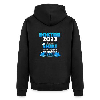 Doktor 2023 Doktortitel Promovieren Geschenkidee - Unisex Premium Bio Zip Hoodie - Schwarz - Hinten - Nico (187cm)