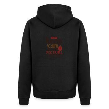 Keep Calm Funny Football Mom - Unisex Premium Organic Zip Hoodie - black - Back - Nico (187cm)