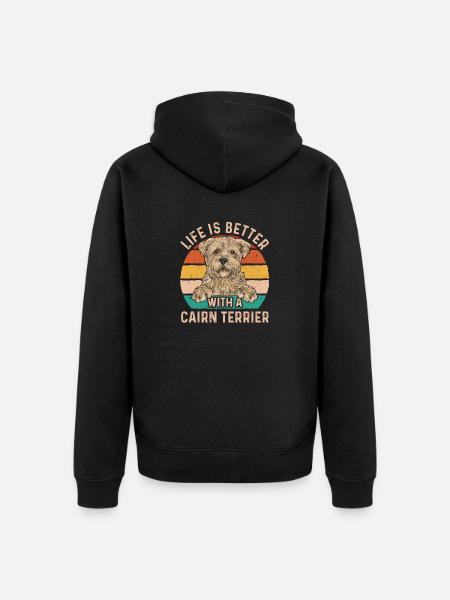 Cairn Terrier Dog - Unisex Premium Organic Zip Hoodie - black