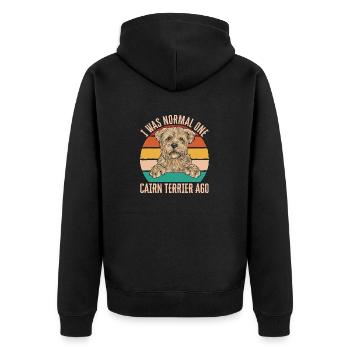 Cairn Terrier Hund - Unisex Premium Bio Zip Hoodie - Schwarz - Hinten - Nico (187cm)