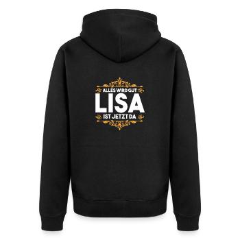 Lisa - Unisex Premium Bio Zip Hoodie - Schwarz - Hinten - Nico (187cm)