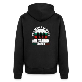Bulgarian Bulgaria Bulgarian Flag Fathers Day - Unisex Premium Organic Zip Hoodie - black - Back - Nico (187cm)