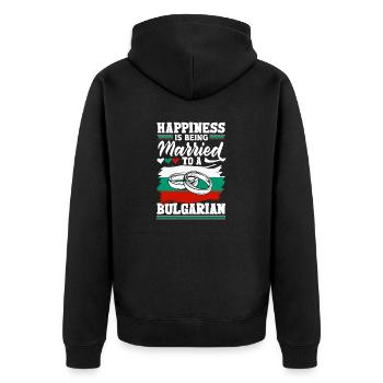 Bulgarian Bulgaria Bulgarian Flag Married To A - Unisex Premium Organic Zip Hoodie - black - Back - Nico (187cm)