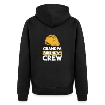 Grand-père de l’équipe d’anniversaire - construction d’anniversaire - Veste à capuche bio Premium Unisexe - noir - Dos - Nico (187cm)