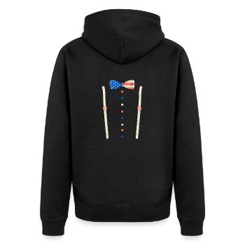 Kummerbund Bow Tie Braces USA Flag Tuxedo - Unisex Premium Organic Zip Hoodie - black - Back - Nico (187cm)