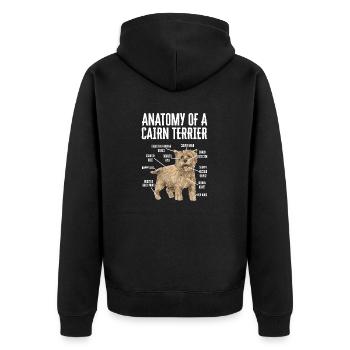 Cairn Terrier Hund - Unisex Premium Bio Zip Hoodie - Schwarz - Hinten - Nico (187cm)