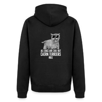 Cairn Terrier Hund - Unisex Premium Bio Zip Hoodie - Schwarz - Hinten - Nico (187cm)