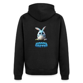Funny Cute Happy Easter Bunny - Unisex Premium Organic Zip Hoodie - black - Back - Nico (187cm)