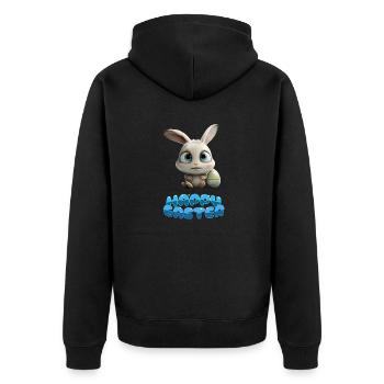 Funny Cute Happy Easter Bunny - Unisex Premium Organic Zip Hoodie - black - Back - Nico (187cm)