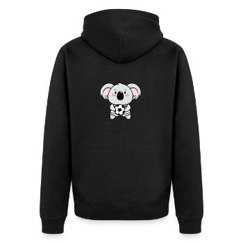 Handball Koala Tshirt Fußball - Unisex Premium Bio Zip Hoodie - Schwarz - Hinten - Nico (187cm)