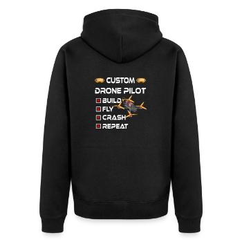 Pilote de drone personnalisé - Veste à capuche bio Premium Unisexe - noir - Dos - Nico (187cm)