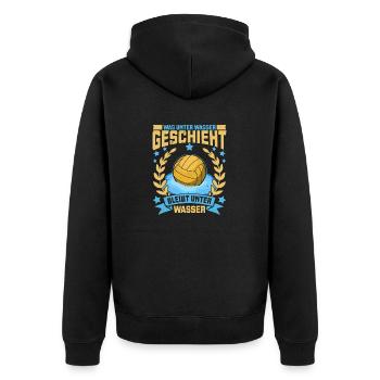 Wassersport Wasserballer Wasserball Team Geschenk - Unisex Premium Bio Zip Hoodie - Schwarz - Hinten - Nico (187cm)