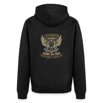 Legende 1955 68 Geburtstag Limitiertes Einzelstück - Unisex Premium Bio Zip Hoodie - Schwarz - Hinten - Nico (187cm)