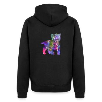 Cairn Terrier Hund - Unisex Premium Bio Zip Hoodie - Schwarz - Hinten - Nico (187cm)